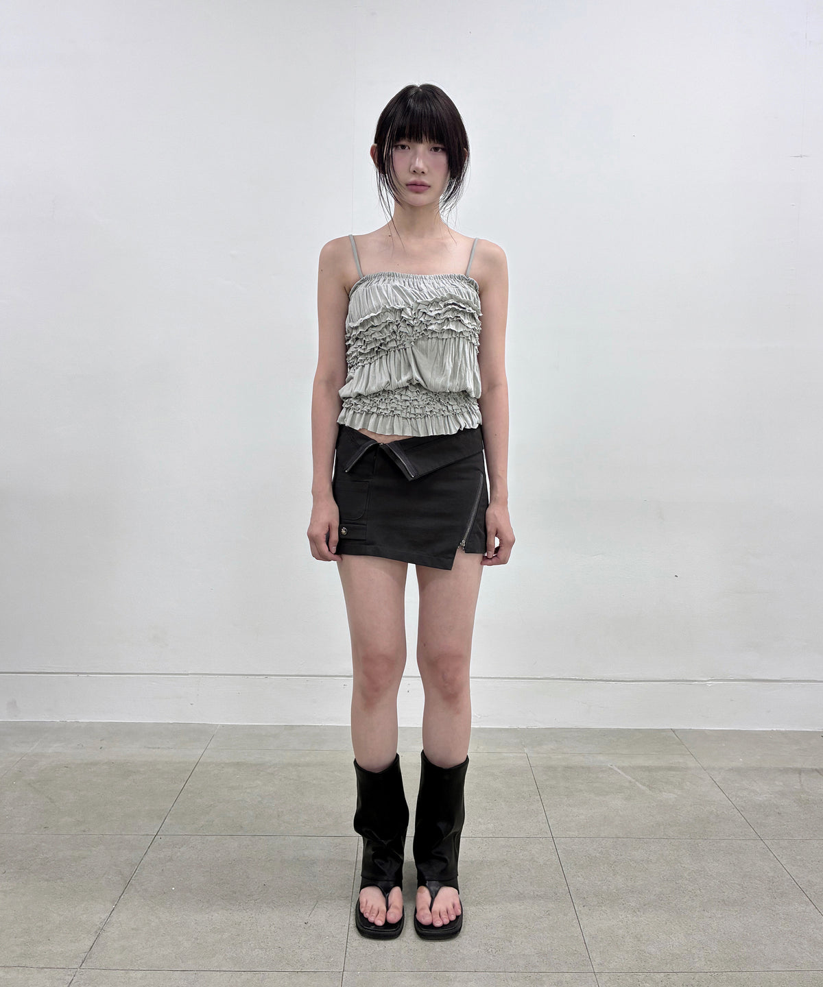 Asymmetrical Folded Skirt (FL-272_Black)