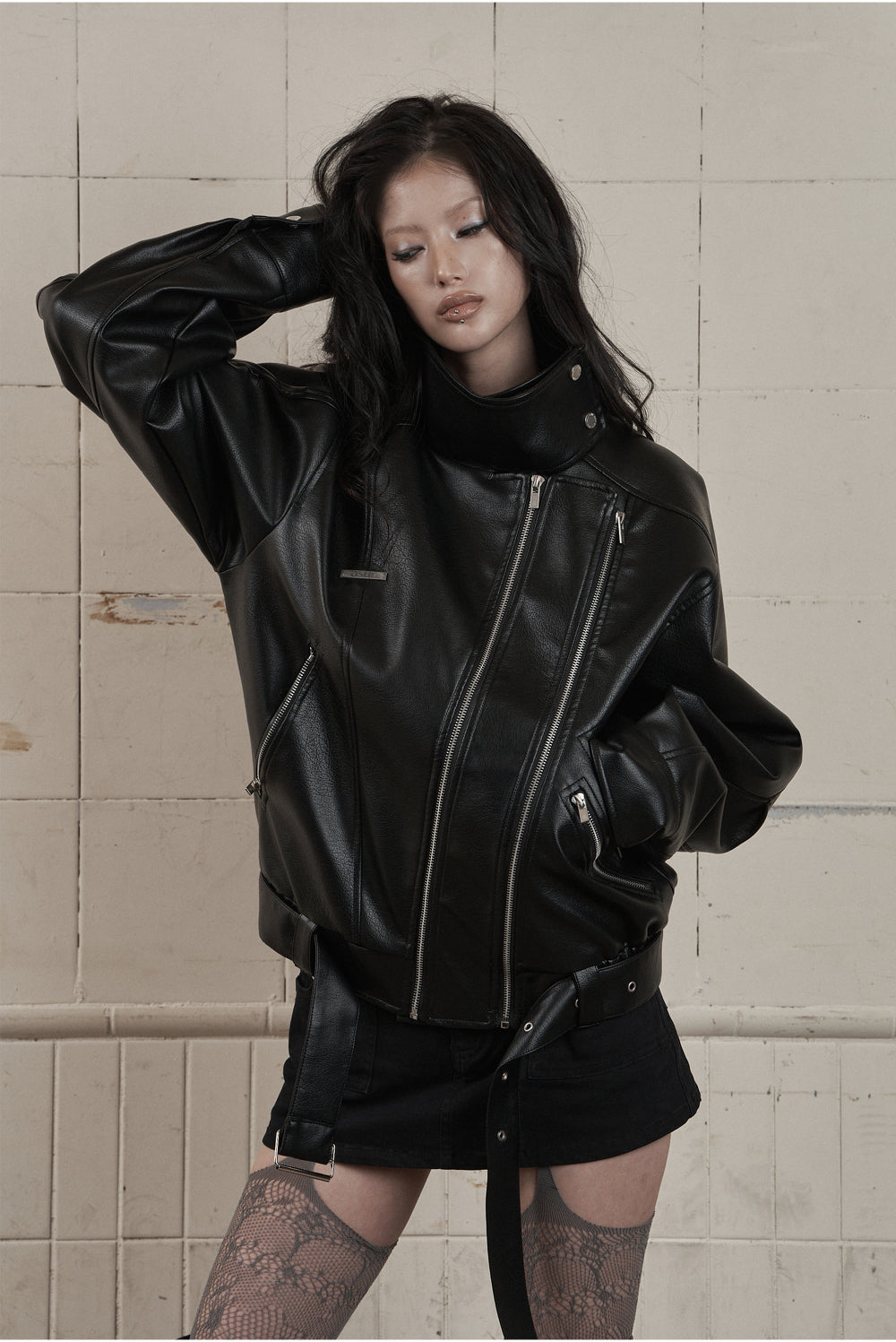 AS YOU ARE - HIDE SNAP LEATHER JACKET(黑色) J-A110