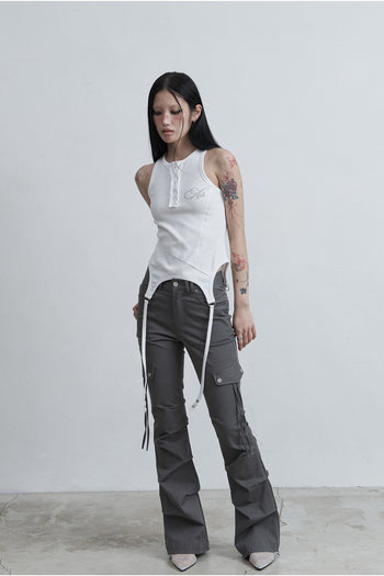 AS YOU ARE -  SIDE TUCK BOOT-CUT PANTS (灰色) P-A249