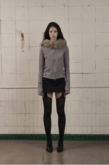 AS YOU ARE - LINE FUR HOOD ZIP-UP(炭灰) J-A112