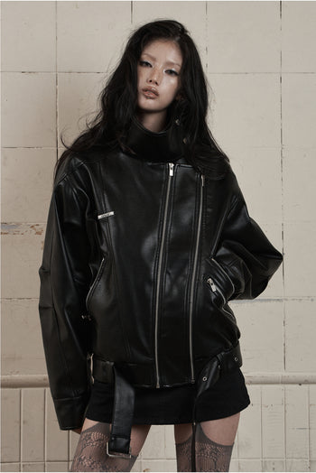 AS YOU ARE - HIDE SNAP LEATHER JACKET(黑色) J-A110