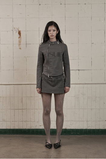 AS YOU ARE - FACADE LOGO HIGH-NECK ZIP-UP (炭灰) J-A108