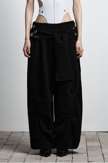 AS YOU ARE -  TIE BELT SWEATPANTS (黑色) P-A250