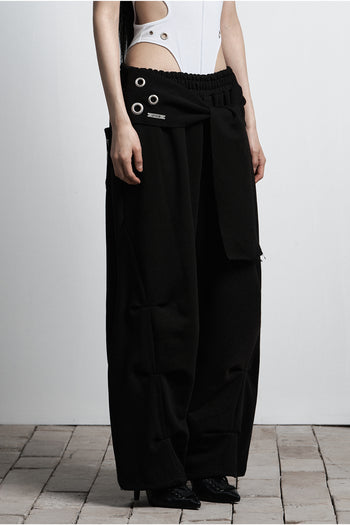 AS YOU ARE -  TIE BELT SWEATPANTS (黑色) P-A250