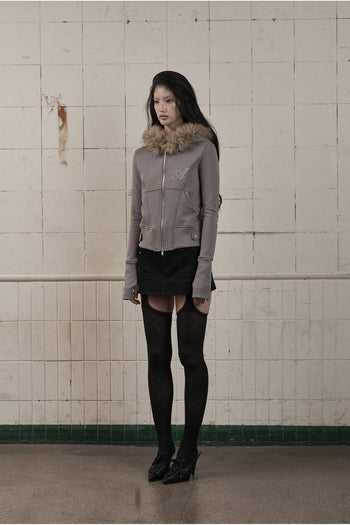 AS YOU ARE - LINE FUR HOOD ZIP-UP(炭灰) J-A112
