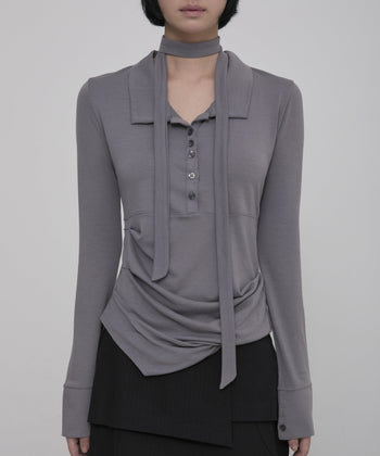 Asymmetrical Draped Shirt (FL-186)