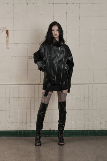 AS YOU ARE - HIDE SNAP LEATHER JACKET(黑色) J-A110