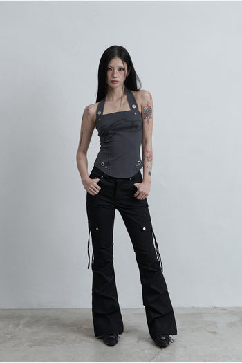 AS YOU ARE -  SIDE TUCK BOOT-CUT PANTS (黑色) P-A249