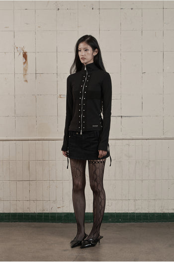 AS YOU ARE - CORSET-LINE ZIP-UP JACKET(黑色) J-A113