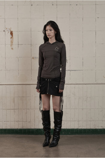 AS YOU ARE - SLIM PANEL HOOD LONG SLEEVE (炭灰) T-A1140