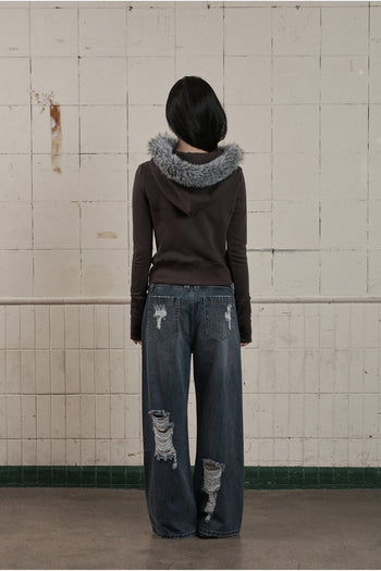 AS YOU ARE - LINE FUR HOOD ZIP-UP(深灰) J-A112