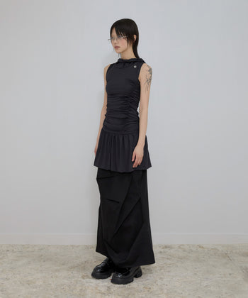 FLARE UP - Hooded High Neck Dress 連帽高領連身裙 P-F214 (黑色)