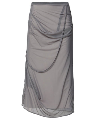 FLARE UP - Draped Mesh Layered Long Skirt 垂褶網紗層疊長裙 P-F210 (灰色)