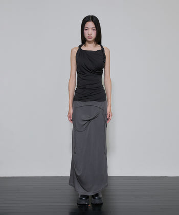 FLARE UP - Braided Asymmetrical Sleeveless 編織不對稱無袖衫 T-F1089 (黑色)