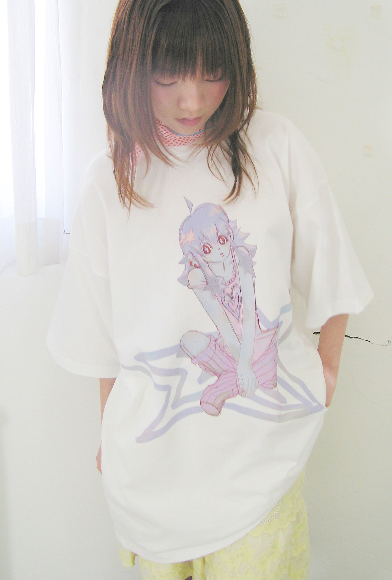 NICEGHOSTCLUB - star girl big big tee [白色] T-N1036