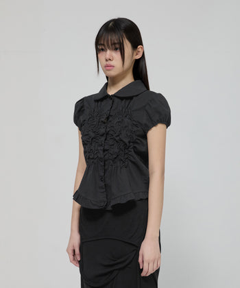 FLARE UP -  Cloud Puff Blouse 雲朵泡泡袖襯衫 T-F1094 (黑色)