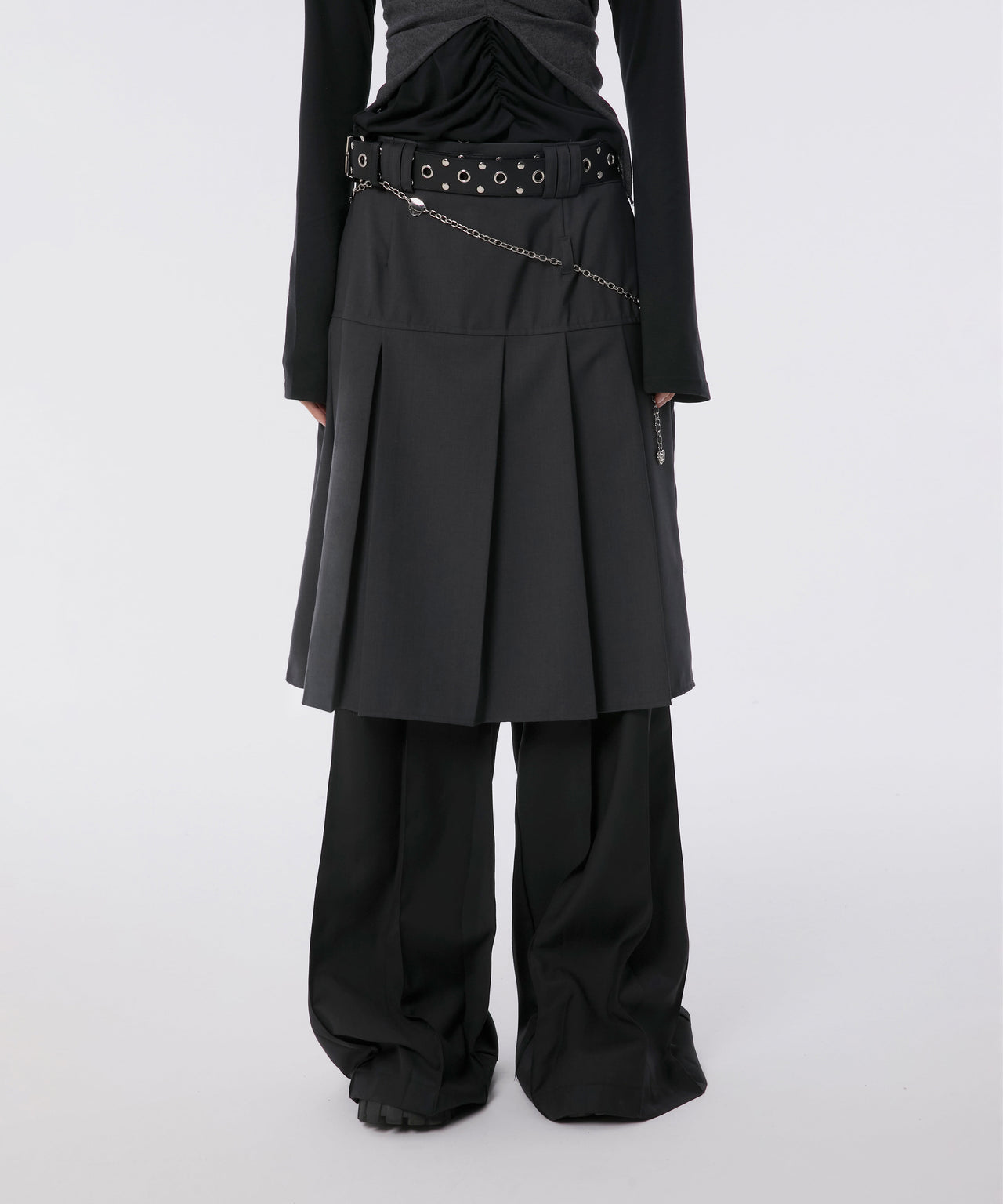 FLARE UP - Pleats Midi Skirt 褶襉中長裙 P-F215 (灰色)