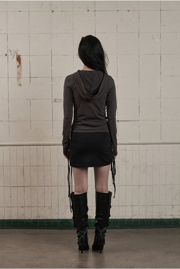 AS YOU ARE - SLIM PANEL HOOD LONG SLEEVE (炭灰) T-A1140