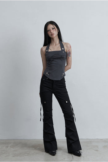 AS YOU ARE -  SIDE TUCK BOOT-CUT PANTS (黑色) P-A249