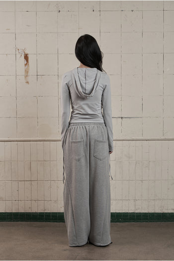 AS YOU ARE - SLIM PANEL HOOD LONG SLEEVE (灰色) T-A1140