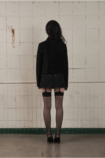 AS YOU ARE - HIGH-NECK BIKER LEATHER JACKET(黑色) J-A111