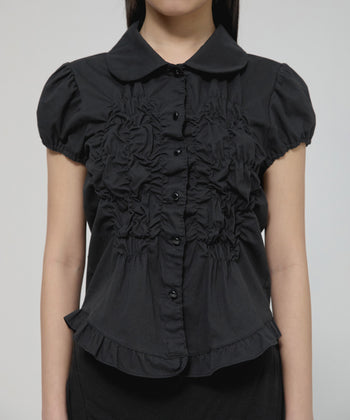 FLARE UP -  Cloud Puff Blouse 雲朵泡泡袖襯衫 T-F1094 (黑色)