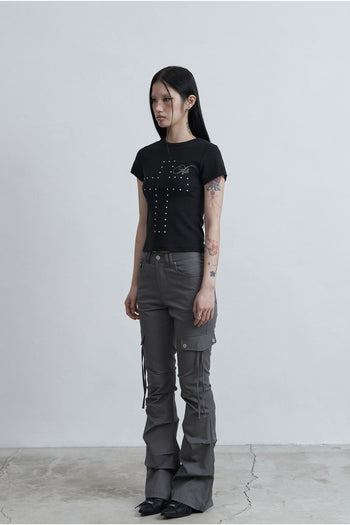 AS YOU ARE -  SIDE TUCK BOOT-CUT PANTS (灰色) P-A249