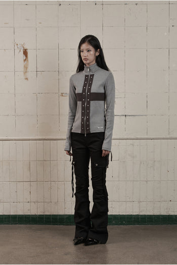 AS YOU ARE - CORSET-LINE ZIP-UP JACKET(灰色) J-A113