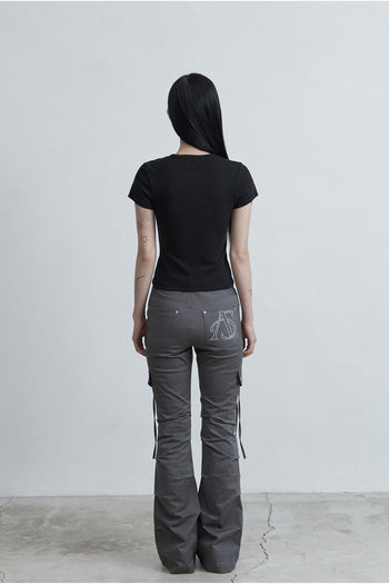 AS YOU ARE -  SIDE TUCK BOOT-CUT PANTS (灰色) P-A249