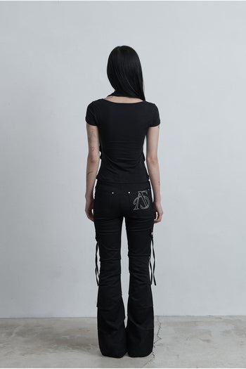 AS YOU ARE -  SIDE TUCK BOOT-CUT PANTS (黑色) P-A249