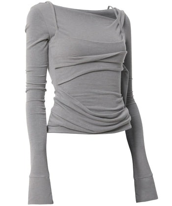 FLARE UP - Layered Bustier Long Sleeve 多層胸衣長袖 T-F1099 (灰色)