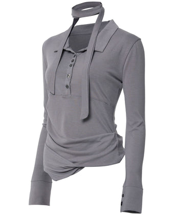 Asymmetrical Draped Shirt (FL-186)