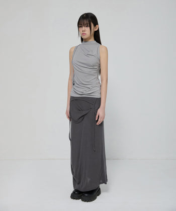 FLARE UP - Draped Sleeveless Top 垂褶無袖上衣 T-F1097 (灰色)