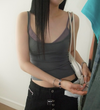 正韓假兩件時尚吊帶修身背心 T-K1105