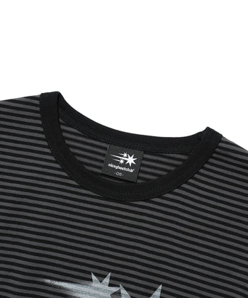 NICEGHOSTCLUB - STRIPE RUSH 3STAR RINGER CROP TEE 條紋短版T恤 [黑色] T-N226