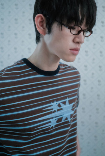 NICEGHOSTCLUB - STRIPE 3STAR BASIC RINGER TEE 條紋滾邊T恤 [棕色] T-N224