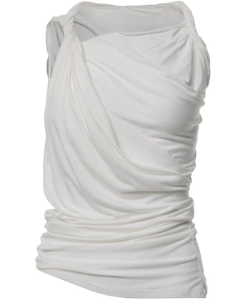 FLARE UP - Braided Asymmetrical Sleeveless 編織不對稱無袖衫 T-F1089 (白色)