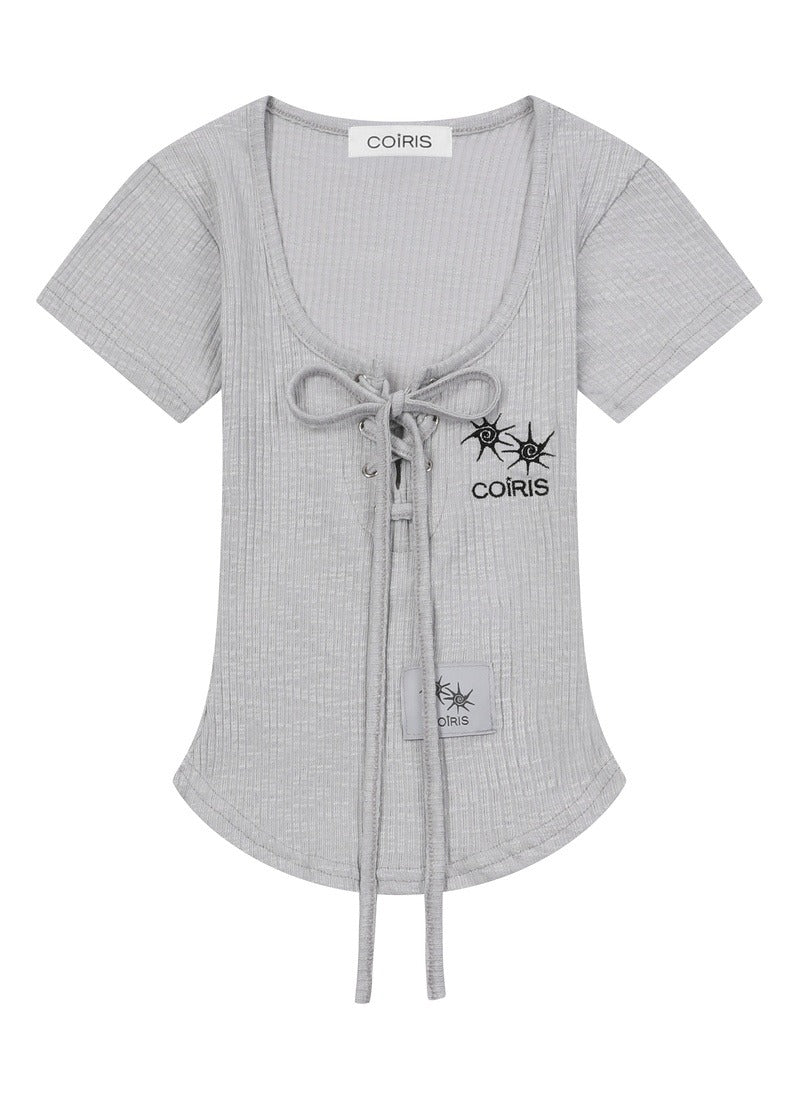COIRIS - ROXI EYELET CORSET HALF T (灰色）T-C1042