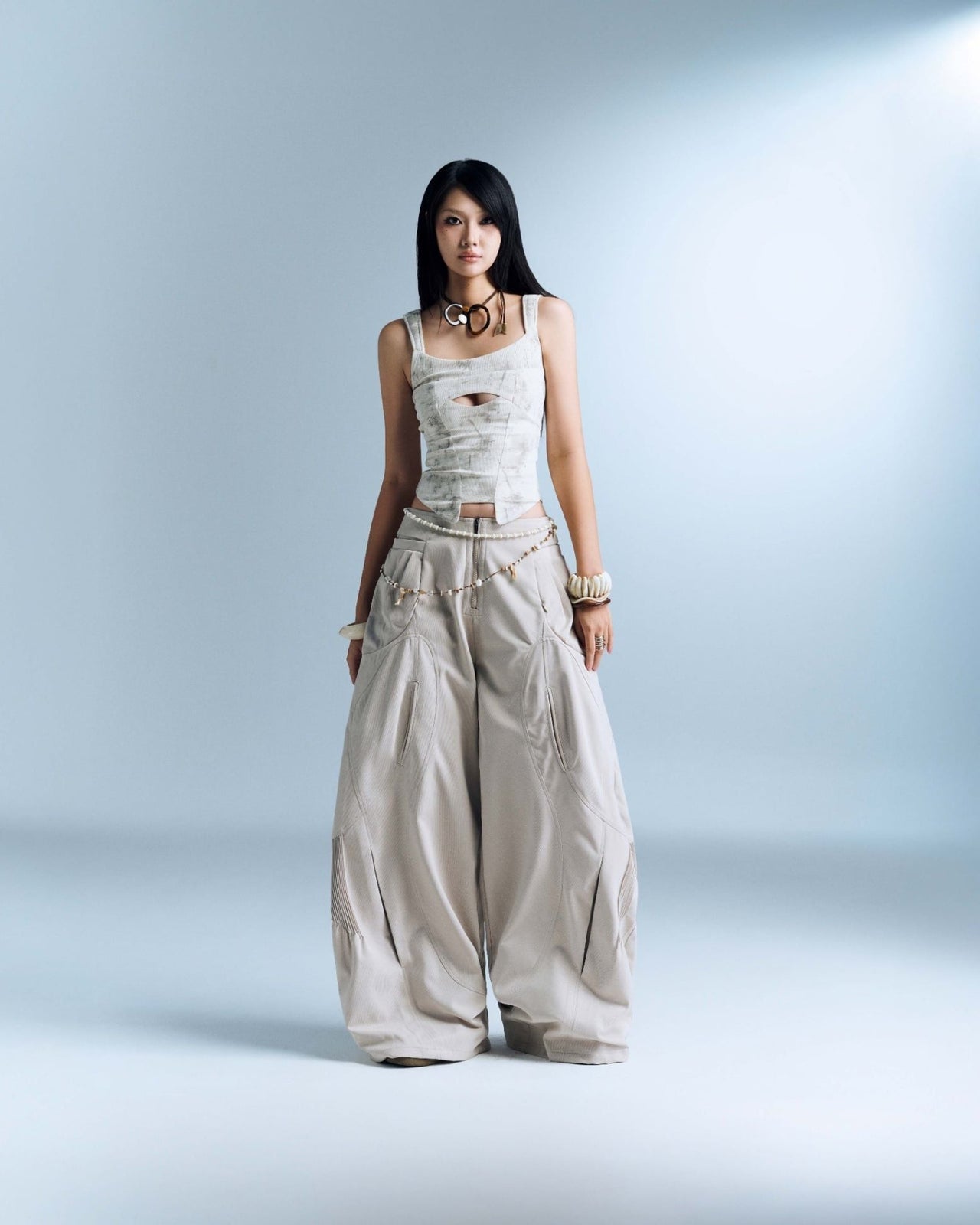 BUNNYHILL - P-B140 MURPHY PANTS 拼接結構寬褲