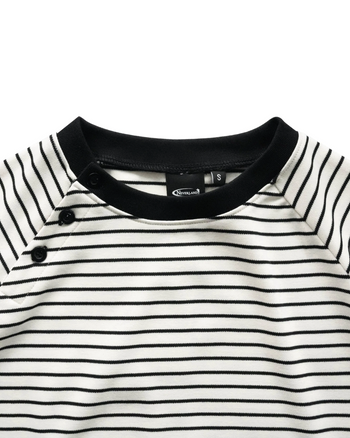 《NEVERLAND 》T-N173 Button Stripe TEE 條紋鈕扣上衣