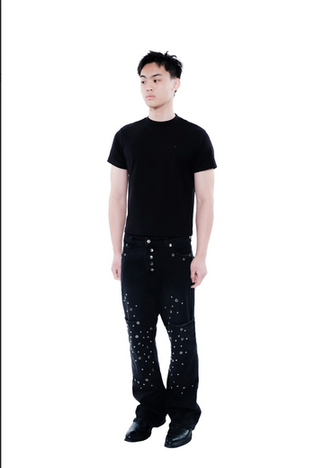 【GUBAN】Jobdatashee Black Slim Fit Short Sleeve D37
