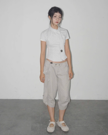 UYU.label  女士不對稱領帶拉鍊繫帶T T-N1081