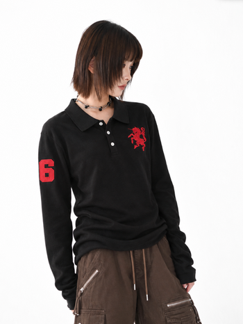 小馬刺繡翻領polo長袖 T-U1155