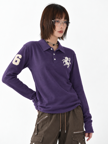 小馬刺繡翻領polo長袖 T-U1155