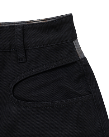 E’TREALOUEST - Flannel-Patchwork Raw Denim Jeans P-R189