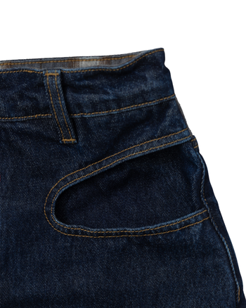 E’TREALOUEST - Flannel-Patchwork Raw Denim Jeans P-R189