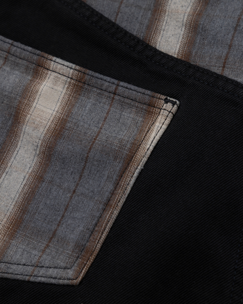 E’TREALOUEST - Flannel-Patchwork Raw Denim Jeans P-R189