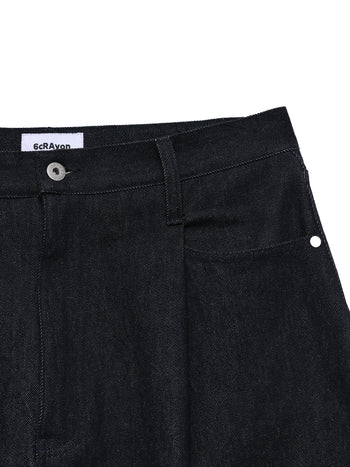 6CRAYON 11.3oz Wide-Leg Baggy Denim Pants 牛仔長褲 (深藍色) P-C159