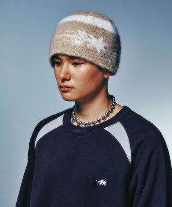NICEGHOSTCLUB - STRIPE 3-STAR LOGO MOHAIR BEANIE 條紋三星標誌馬海毛針織帽 AC-N182