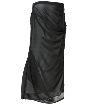 FLARE UP - Draped Mesh Layered Long Skirt 垂褶網紗層疊長裙 P-F210 (黑色)